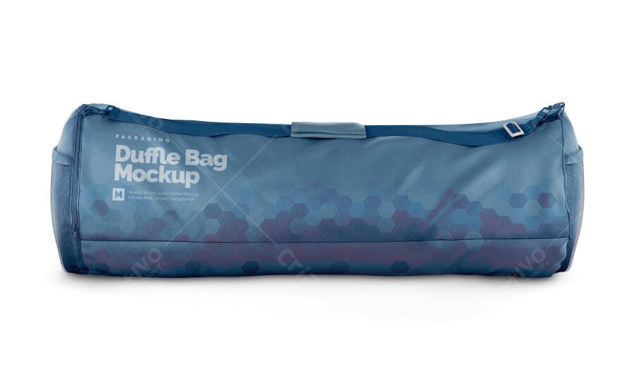 Mockup Sacola Esportiva Duffle Bag Azul Frontal Editável