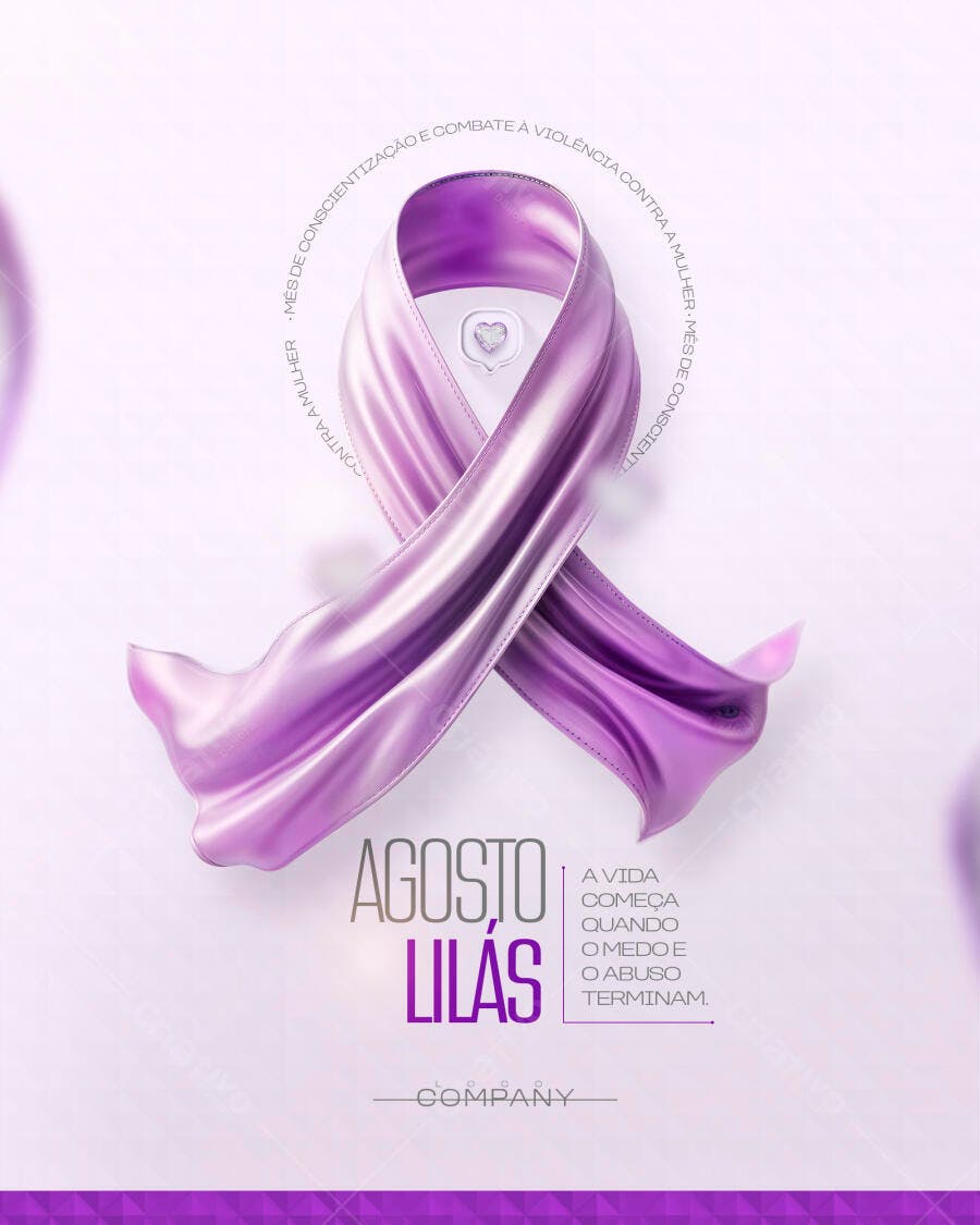 Post Agosto Lilás Conscientização Violência Mulher PSD Editável