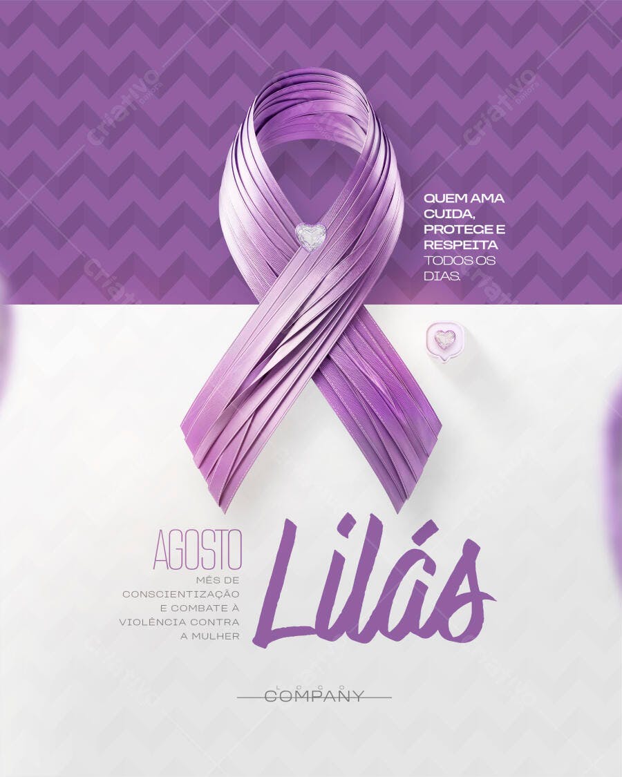 Post Agosto Lilás Conscientização Violência Mulher PSD Editável