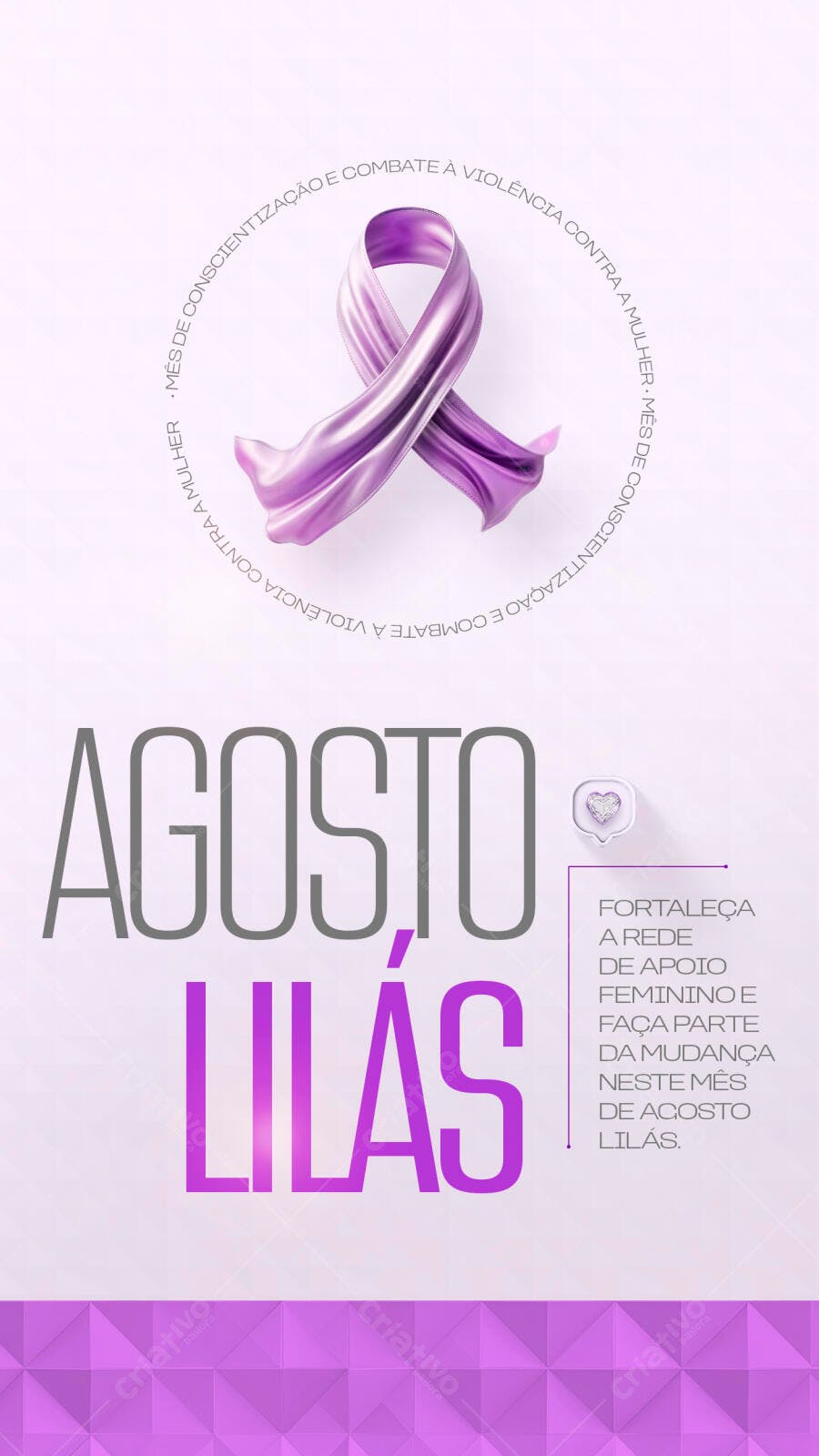 Post Instagram Agosto Lilás Conscientização PSD Editável