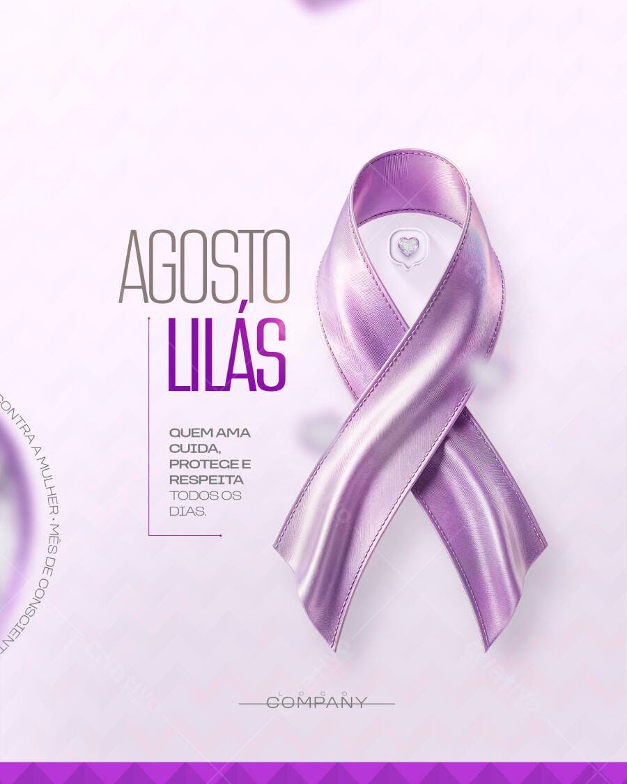 Post Instagram Agosto Lilás Conscientização PSD Editável