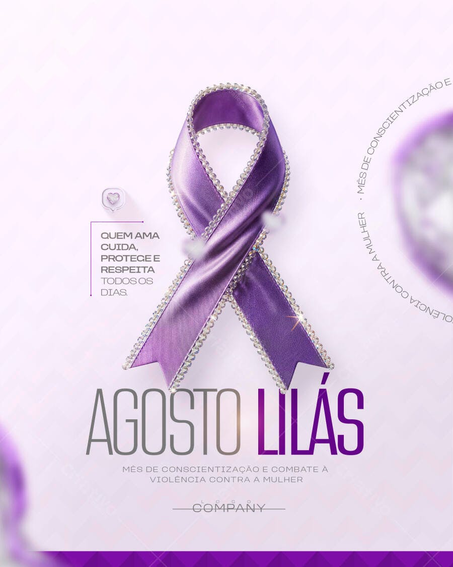 Post Instagram Agosto Lilás Conscientização PSD Editável