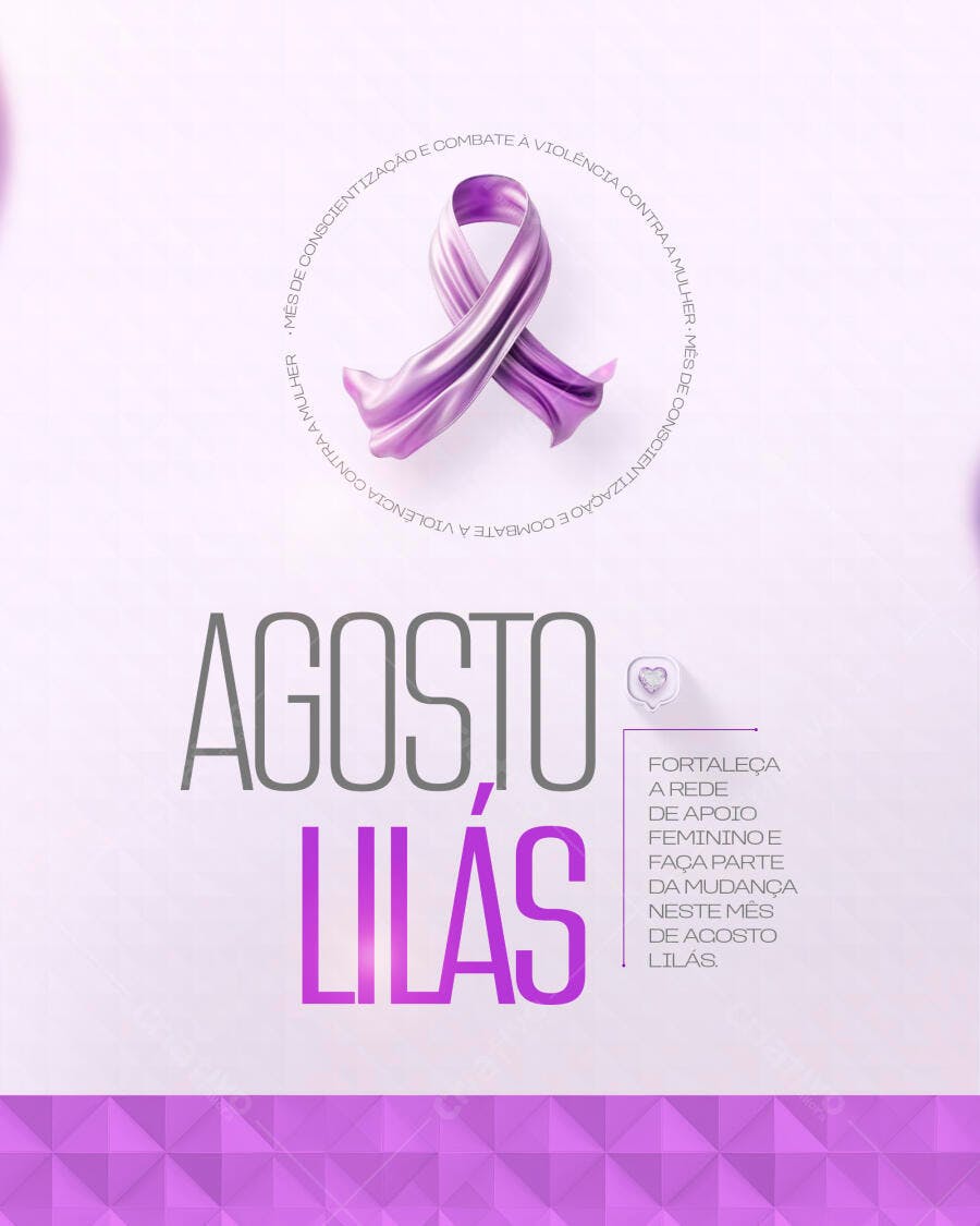 Post Instagram Agosto Lilás Conscientização PSD Editável