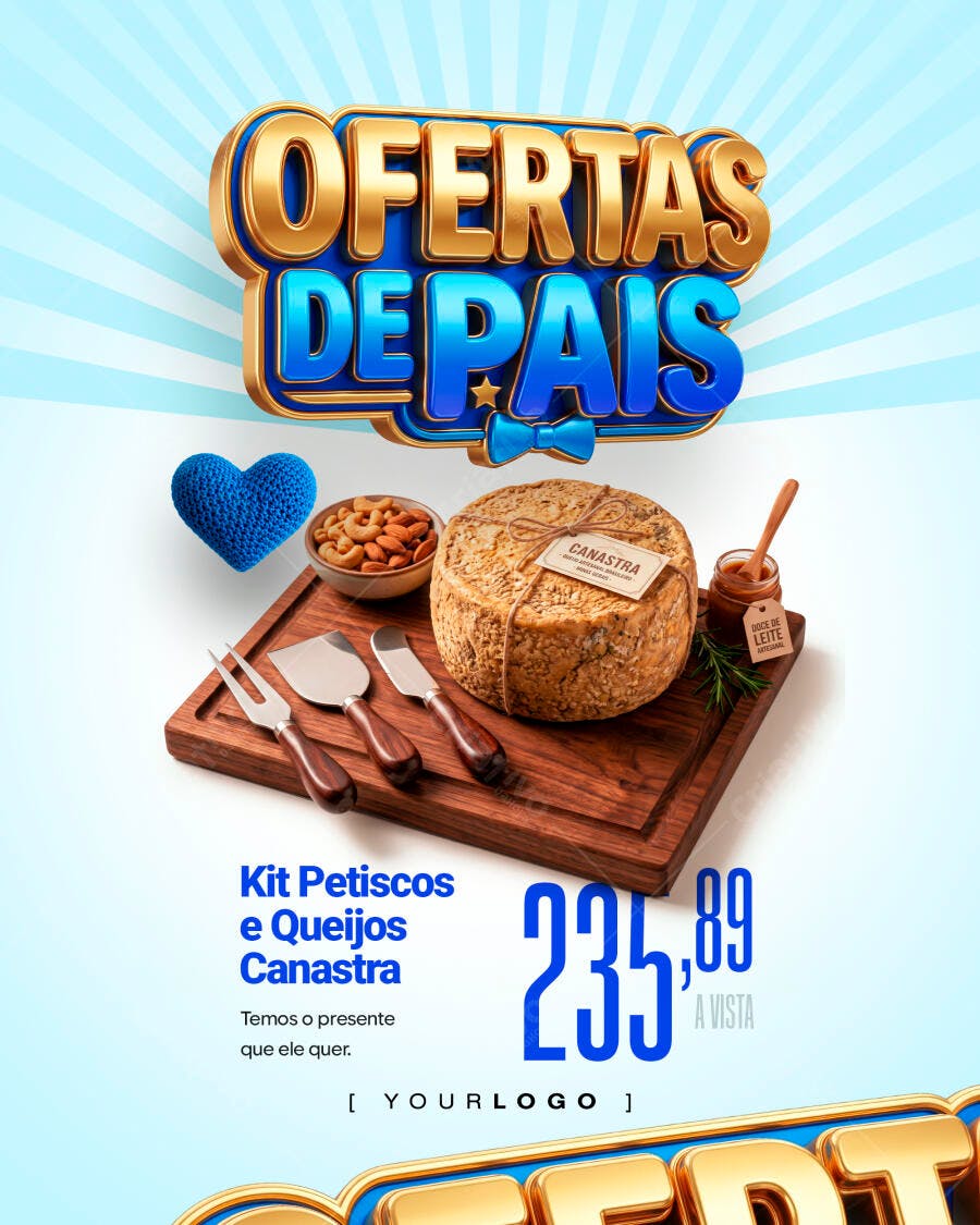 Post Instagram Dia dos Pais Kit Petiscos PSD Editável
