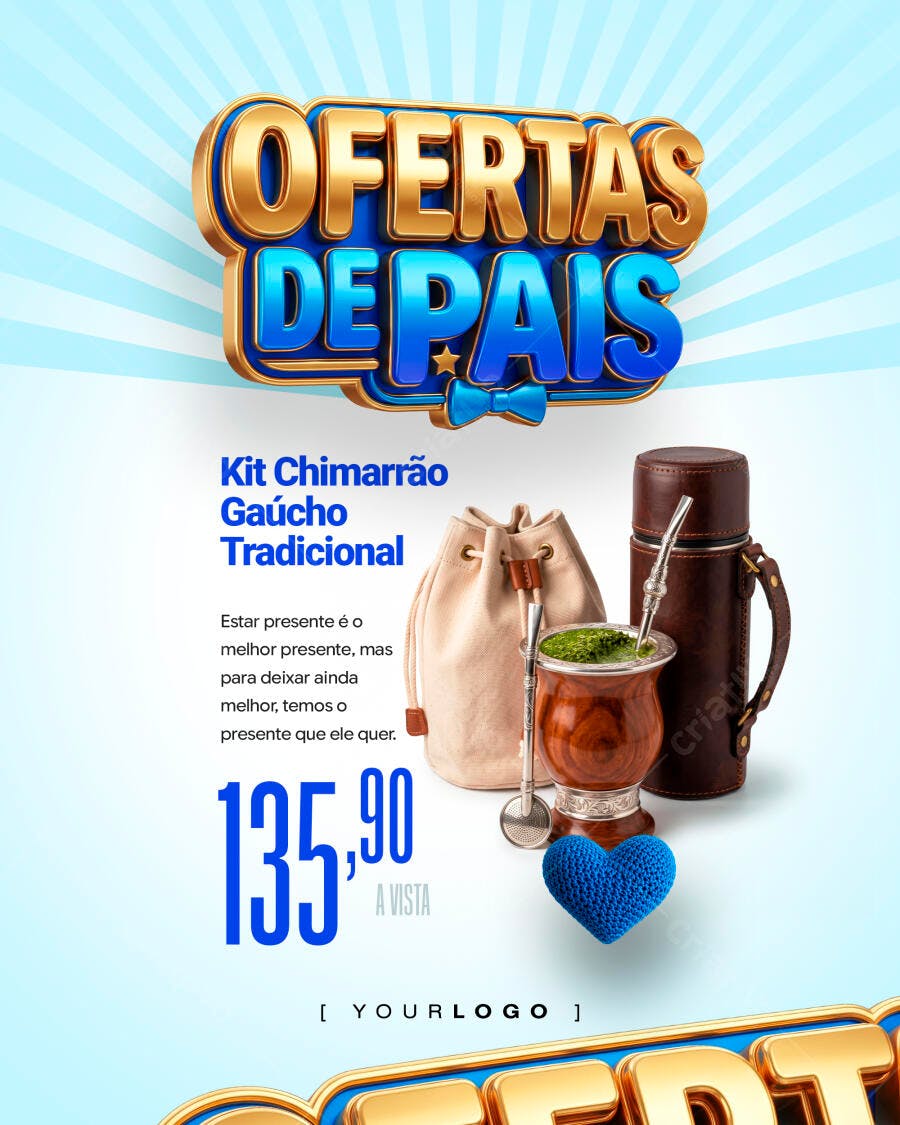 Post Instagram Dia dos Pais Ofertas Kit Chimarrão PSD Editável