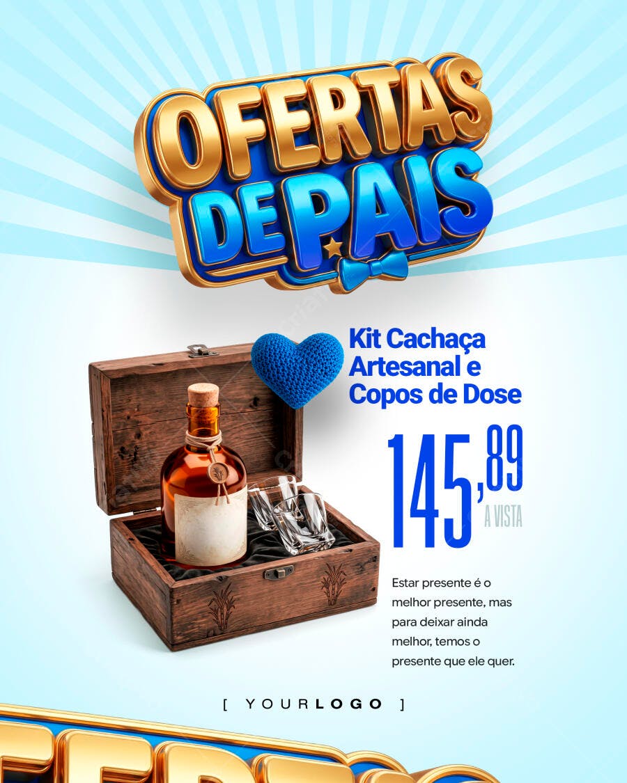 Post Instagram Dia dos Pais Ofertas PSD Editável