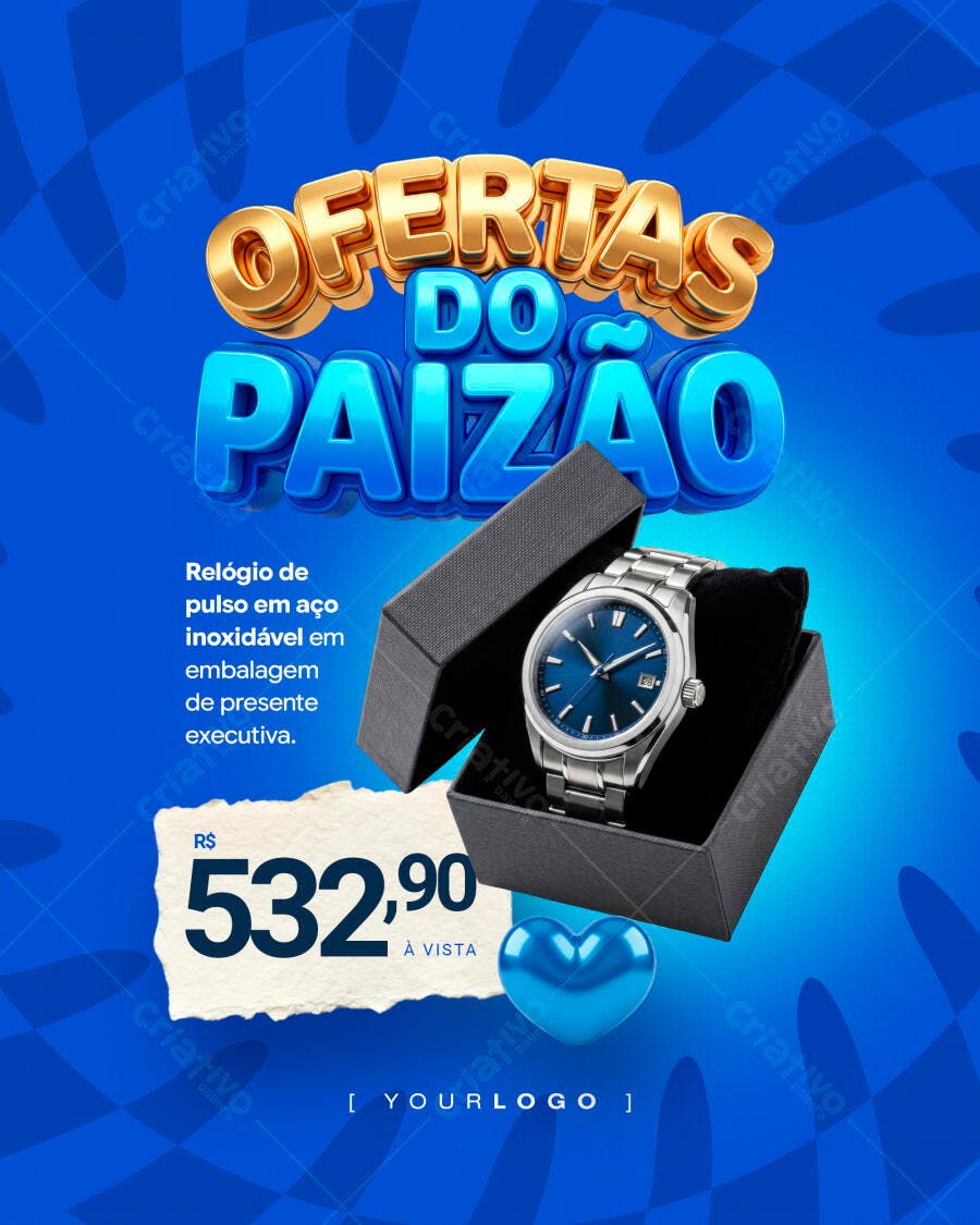 Post Instagram Dia dos Pais Ofertas Relógio PSD Editável
