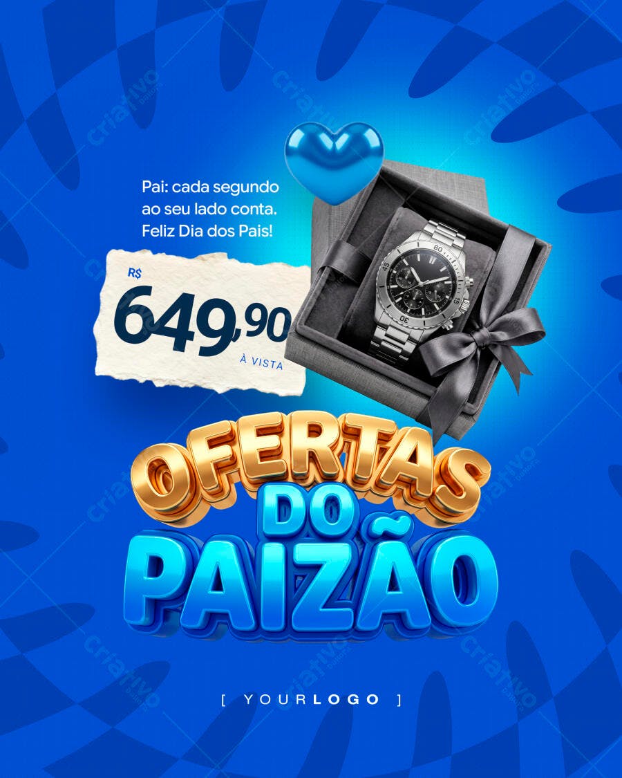Post Instagram Dia dos Pais Relógio Masculino PSD Editável