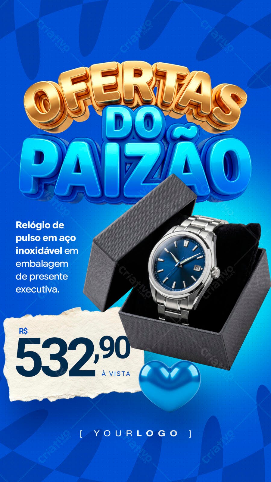 Post Instagram Dia dos Pais Relógio Masculino PSD Editável