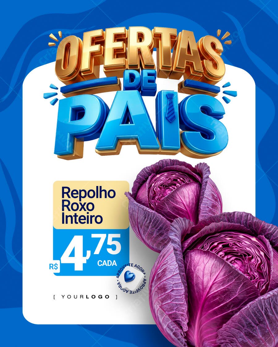 Post Instagram Ofertas Dia dos Pais Supermercado PSD Editável