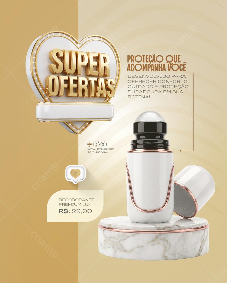 Post Instagram Super Ofertas Cosméticos PSD Editável