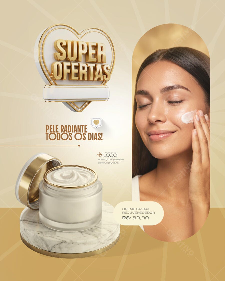 Post Instagram Super Ofertas Estética Skincare PSD Editável