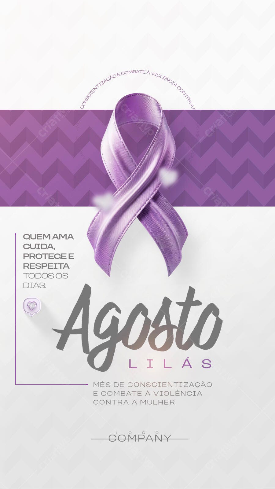 Story Instagram Agosto Lilás Conscientização PSD Editável