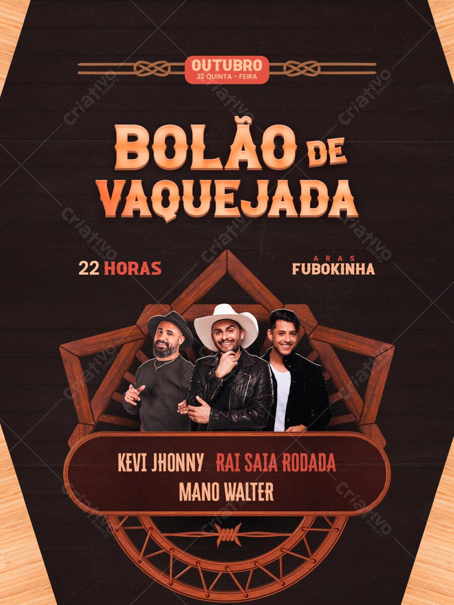 Flyer Bolão Vaquejada Outubro PSD Editável