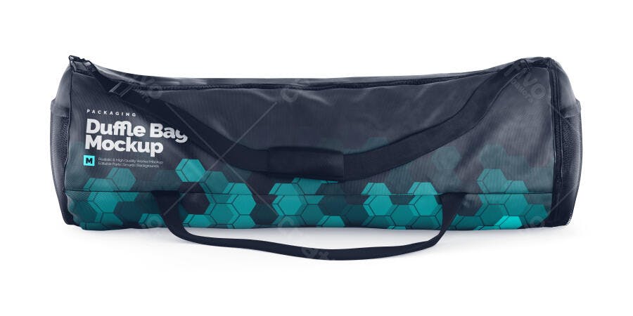 Mockup Bolsa Esportiva Duffle Bag Frontal Fundo Branco Editável