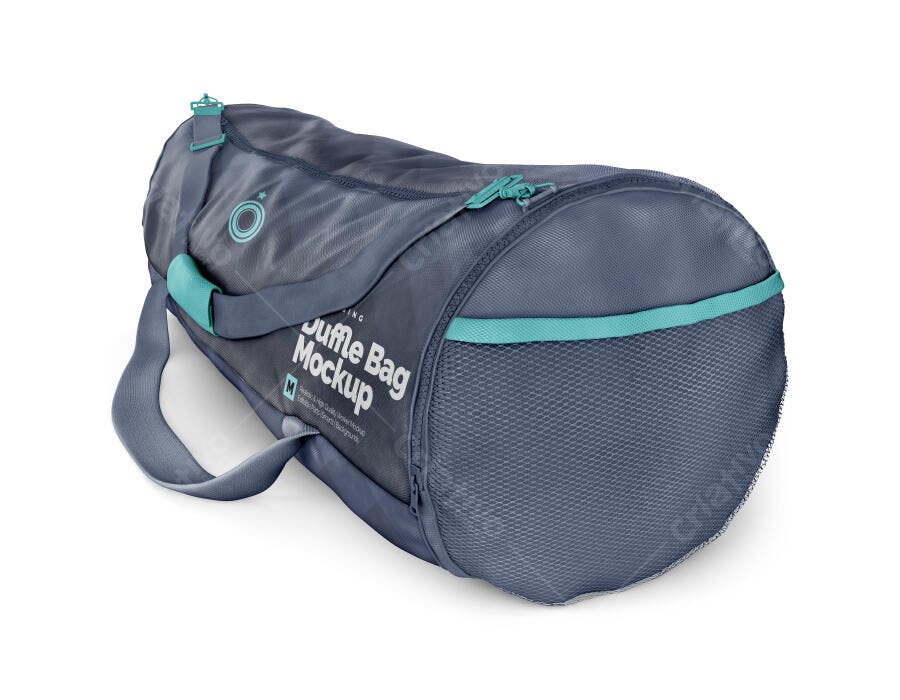 Mockup Bolsa Esportiva Duffle Bag Fundo Branco Editável