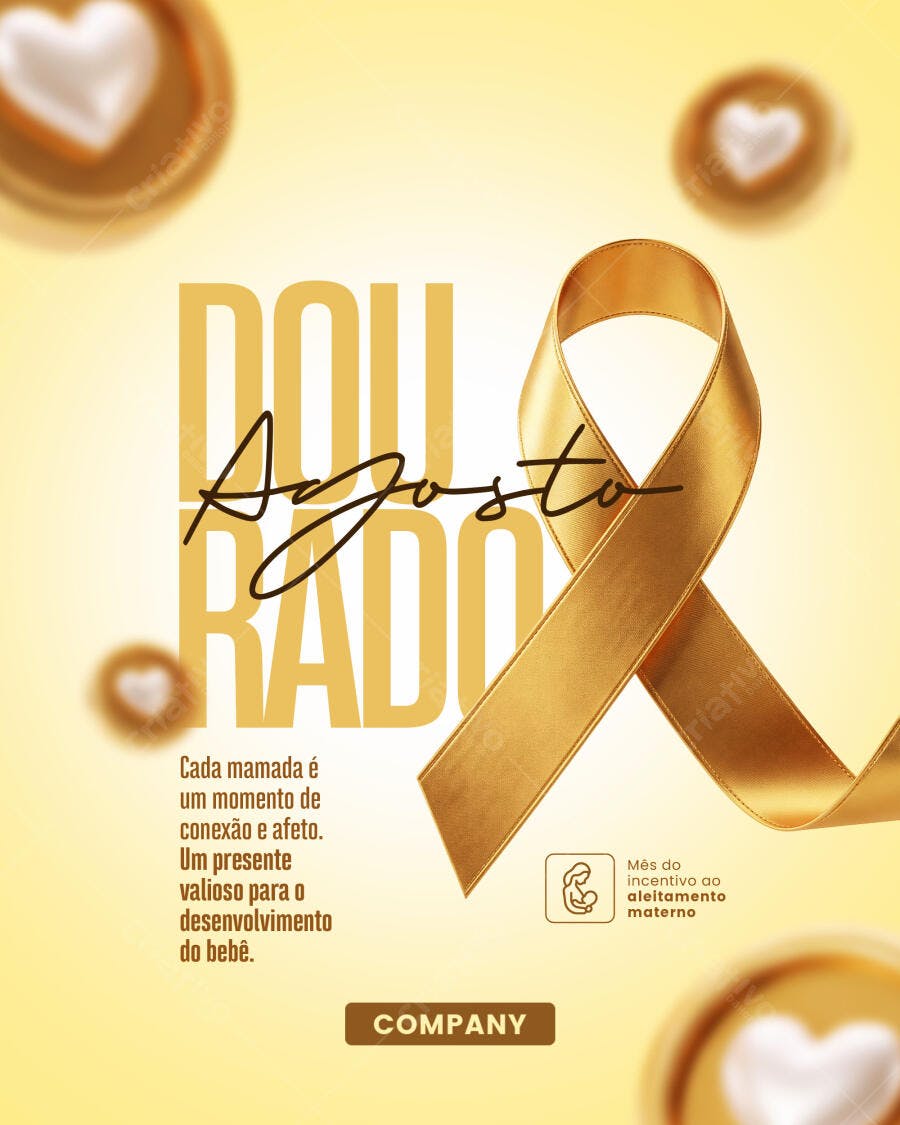 Post Agosto Dourado Aleitamento Materno PSD Editável