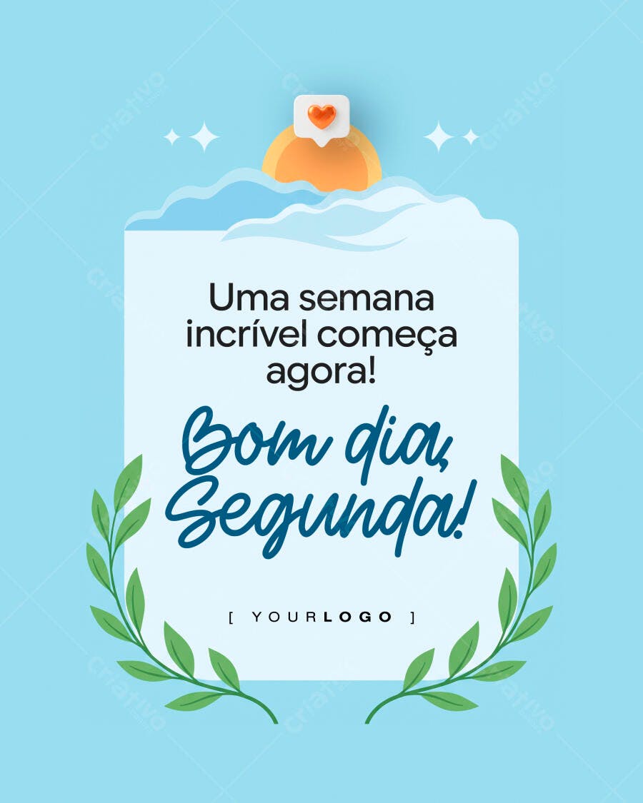 Post Bom Dia Segunda Feira Redes Sociais PSD Editável
