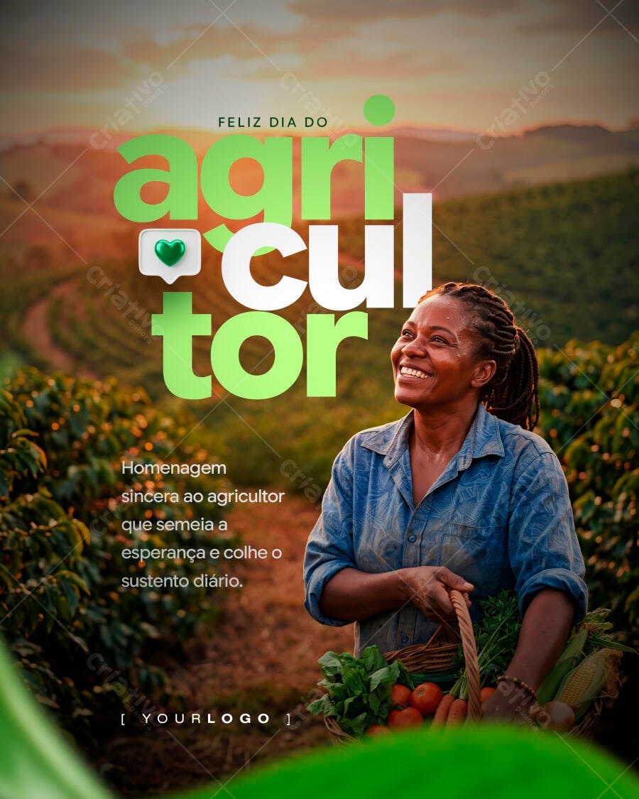 Post Dia do Agricultor Homenagem Agricultura PSD Editável