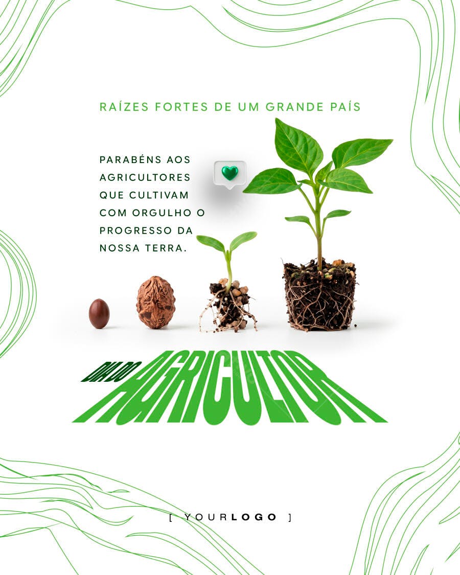 Post Dia do Agricultor Julho Agronegócio PSD Editável