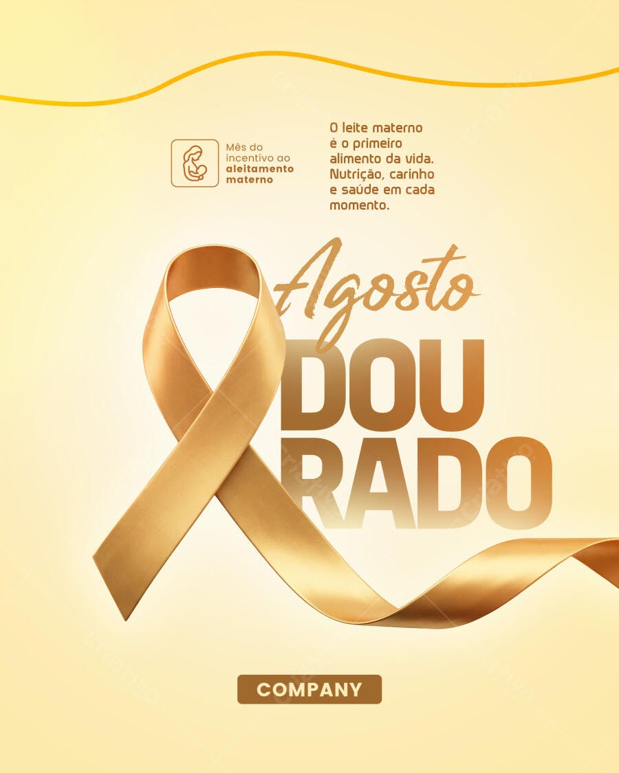 Post Instagram Agosto Dourado Aleitamento Materno PSD Editável