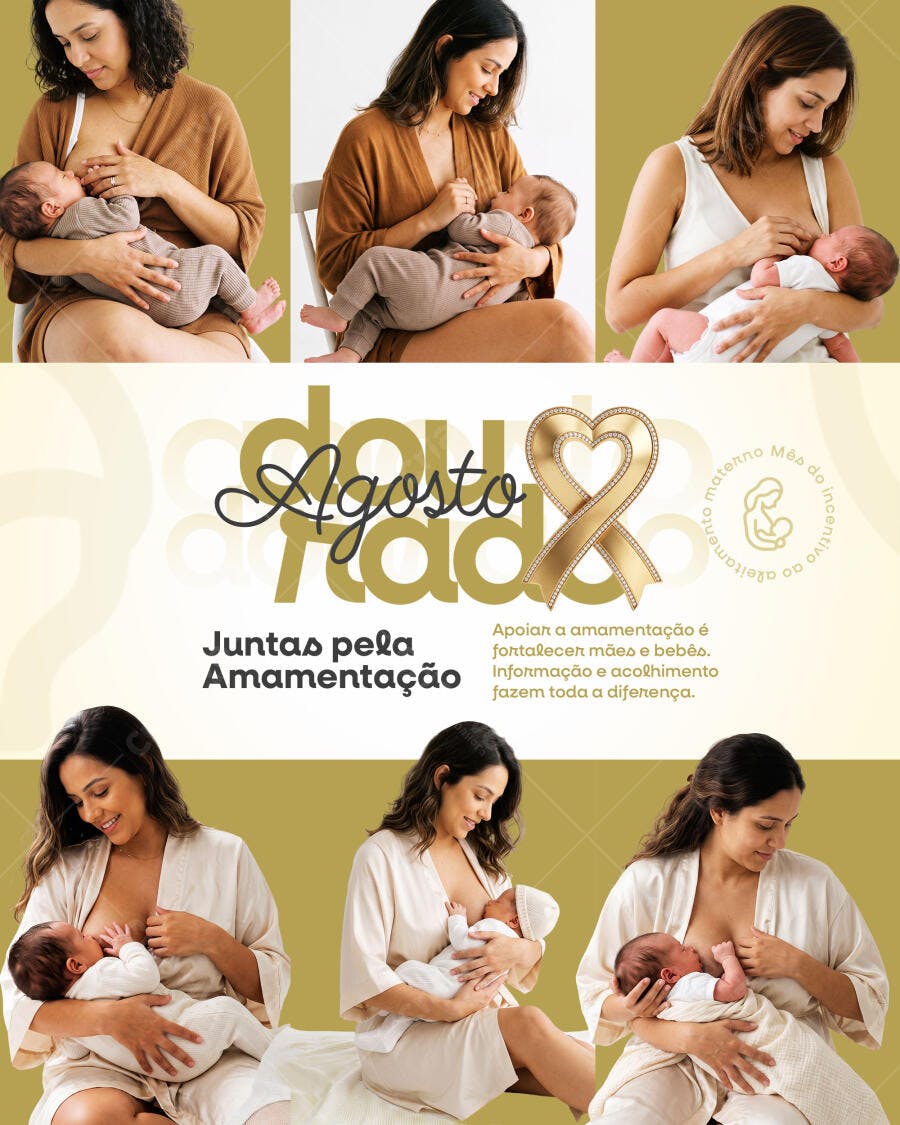 Post Instagram Agosto Dourado Amamentação PSD Editável