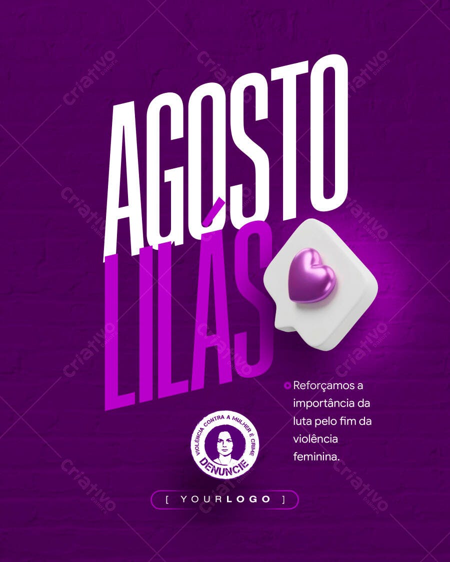 Post Instagram Agosto Lilás Conscientização PSD Editável