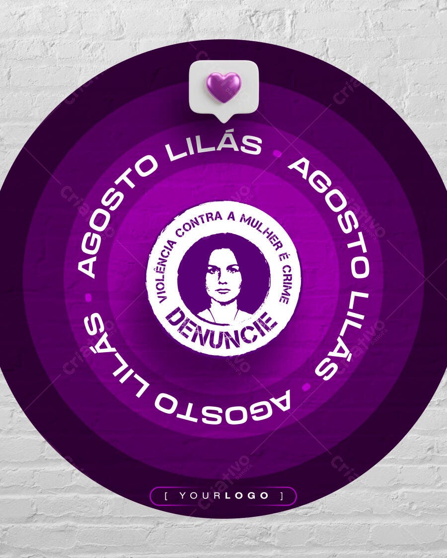 Post Instagram Agosto Lilás Violência Contra a Mulher PSD Editável