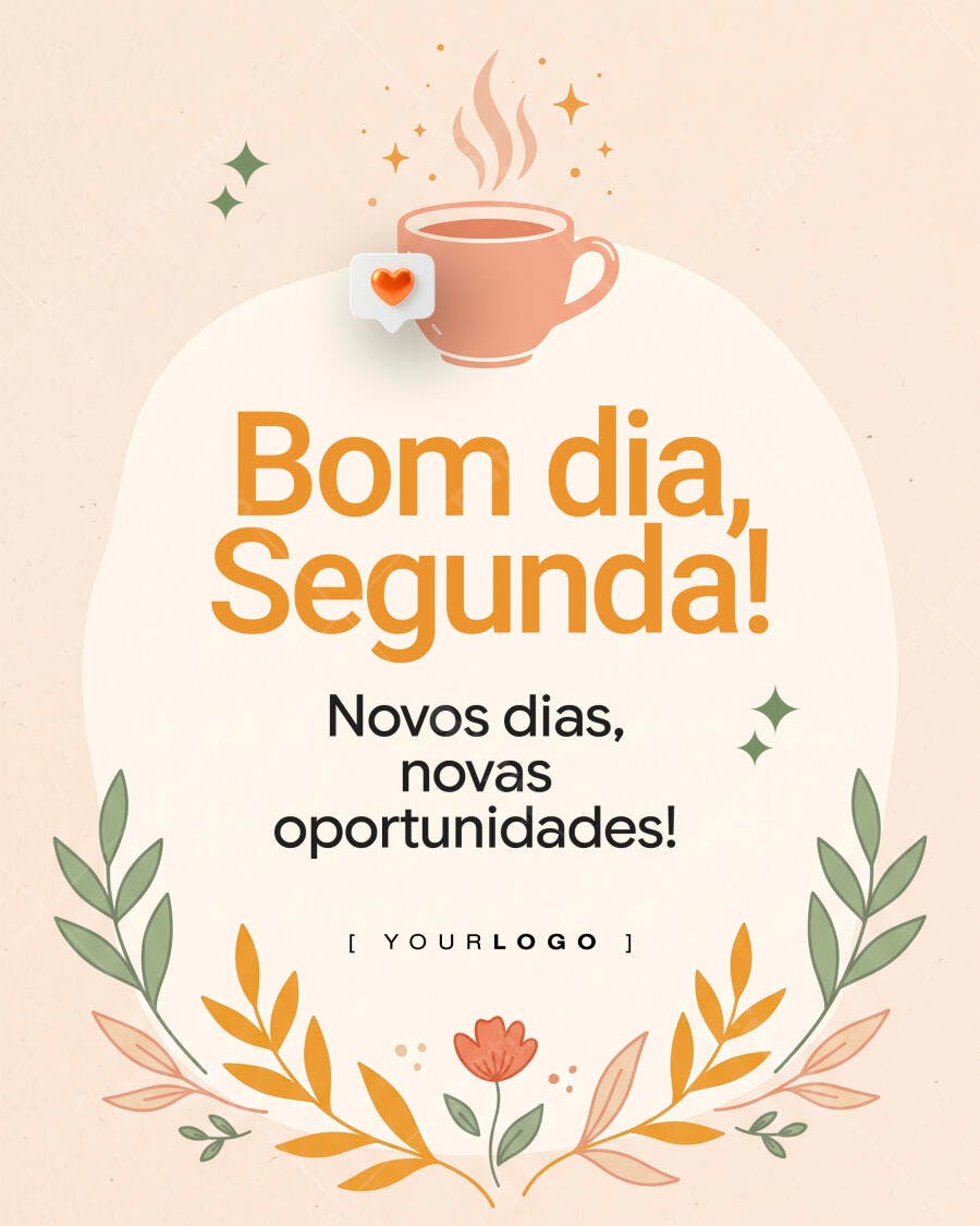 Post Instagram Bom Dia Segunda Café PSD Editável