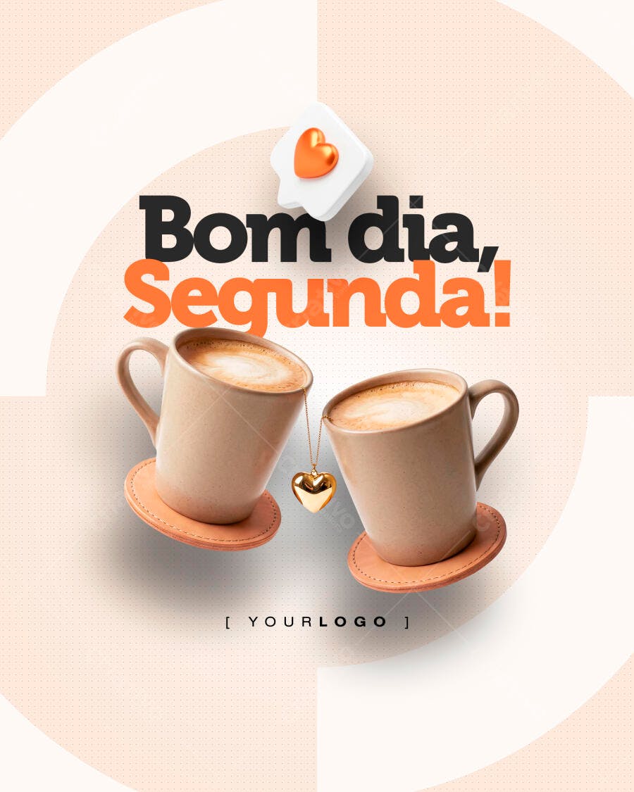 Post Instagram Bom Dia Segunda Cafeteria PSD Editável