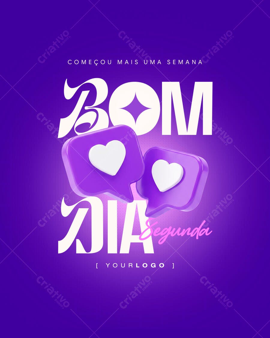 Post Instagram Bom Dia Segunda-feira Social Media PSD Editável