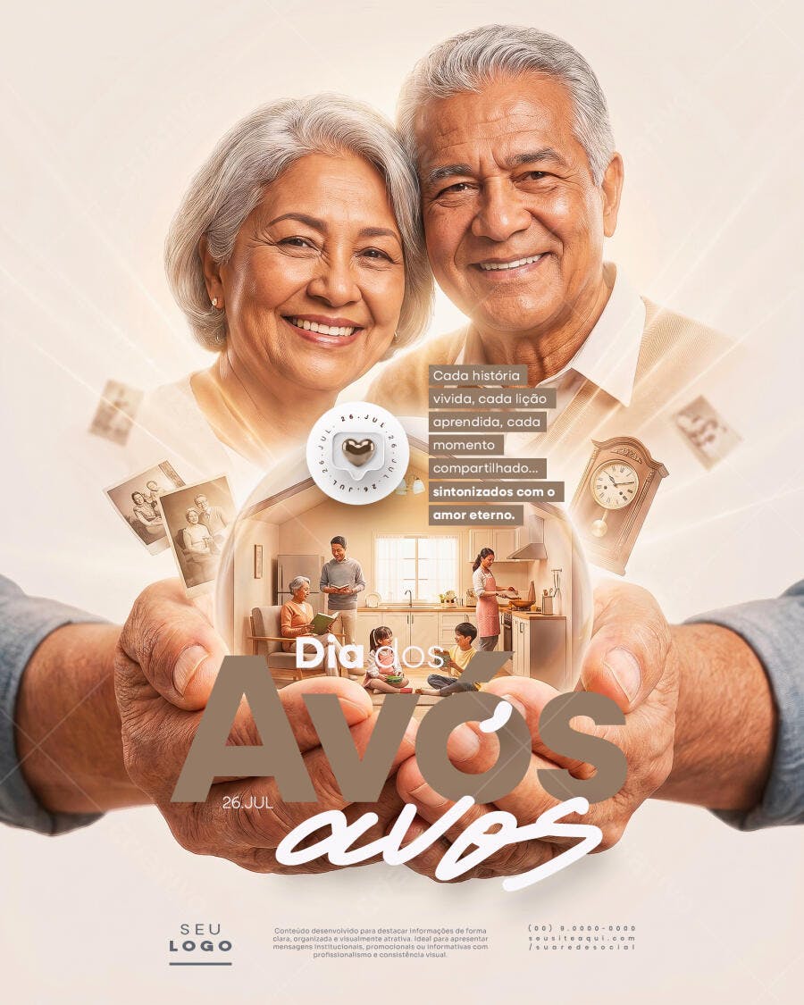 Post Instagram Dia dos Avós 26 de Julho PSD Editável
