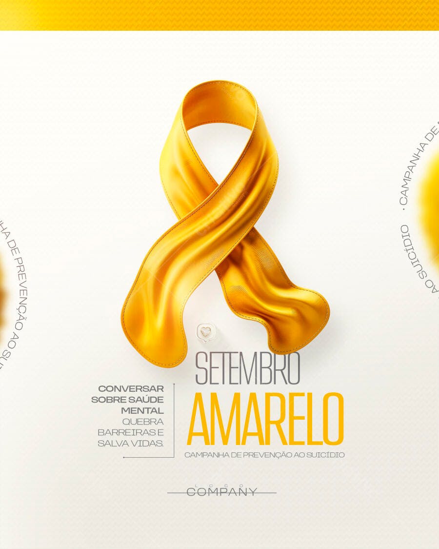 Post Instagram Setembro Amarelo Campanha Prevenção PSD Editável