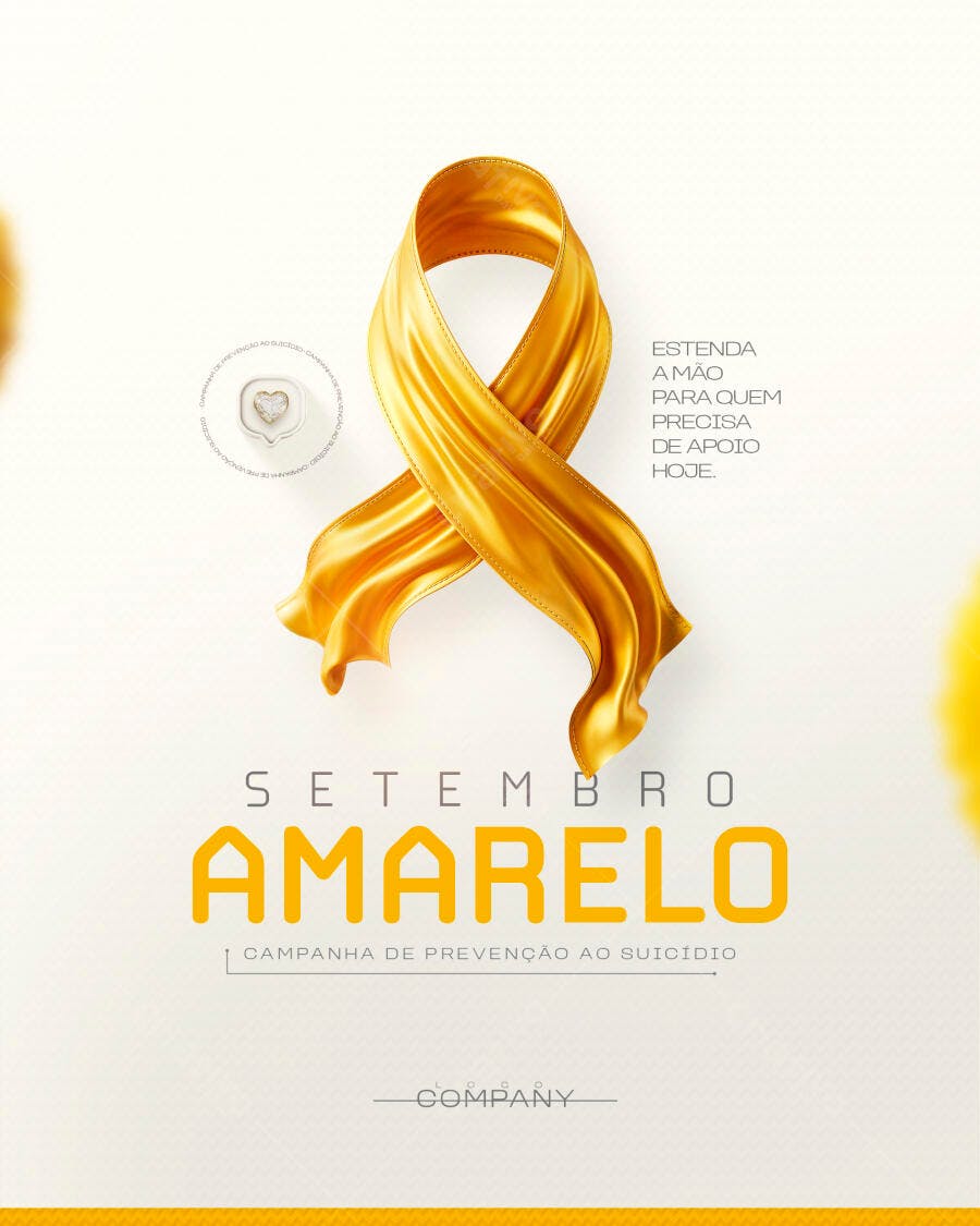 Post Instagram Setembro Amarelo Campanha Prevenção Suicídio PSD Editável