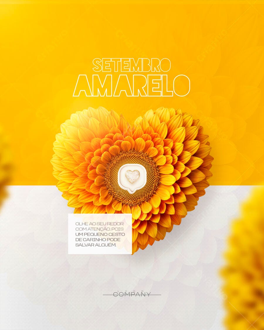 Post Instagram Setembro Amarelo Conscientização PSD Editável