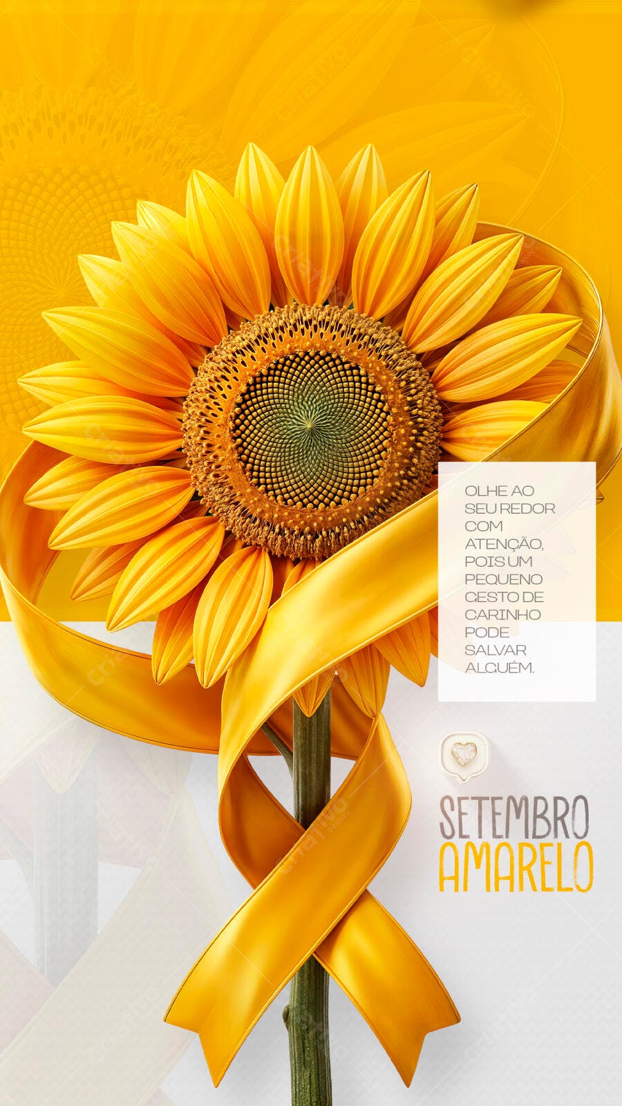 Post Instagram Setembro Amarelo Girassol PSD Editável