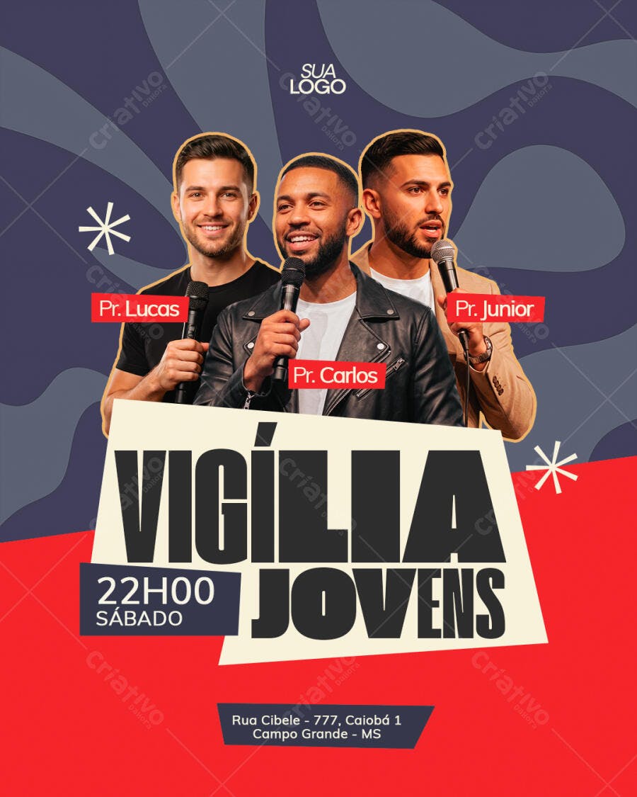Post Instagram Vigília Jovens Igreja PSD Editável