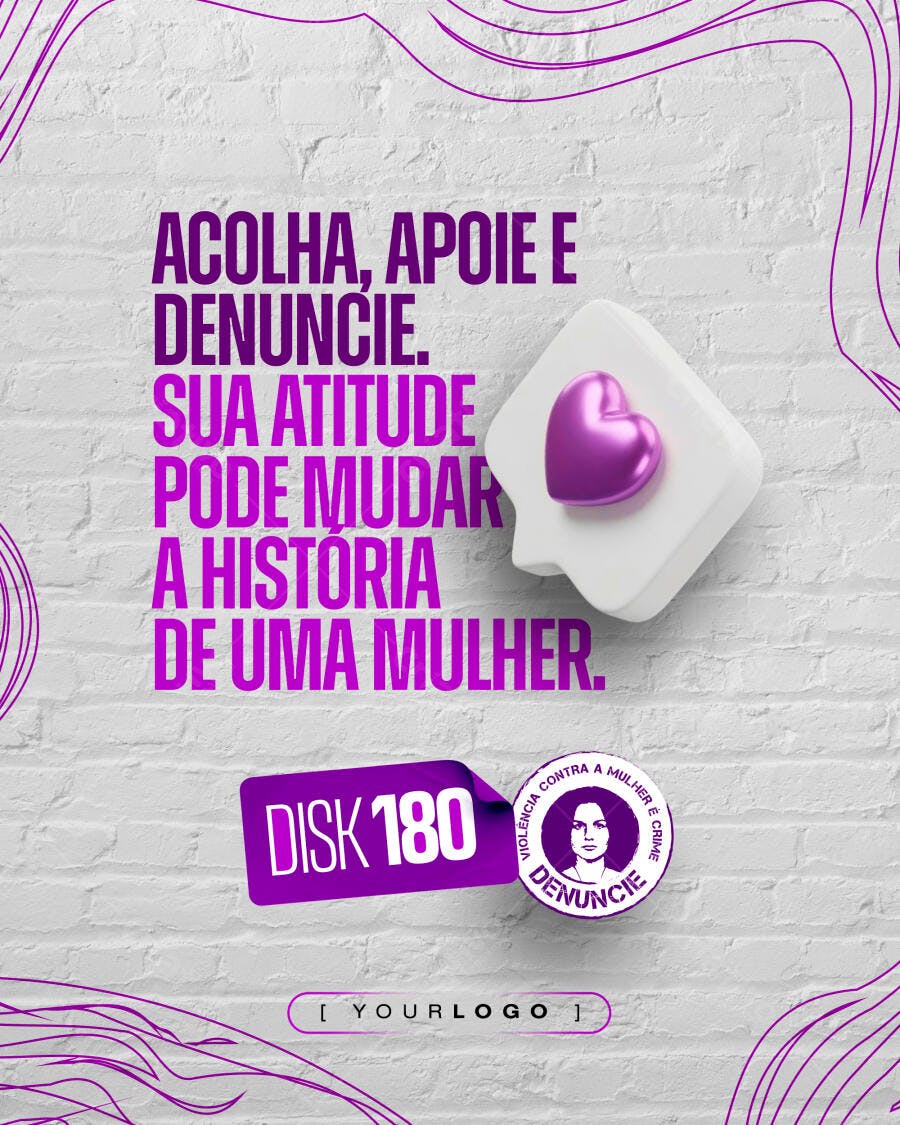 Post Instagram Violência Contra Mulher Denuncie PSD Editável