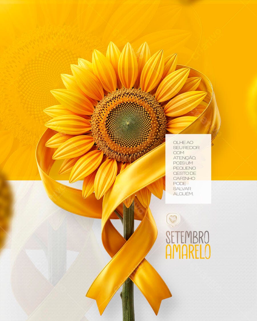Post Setembro Amarelo Girassol Conscientização PSD Editável