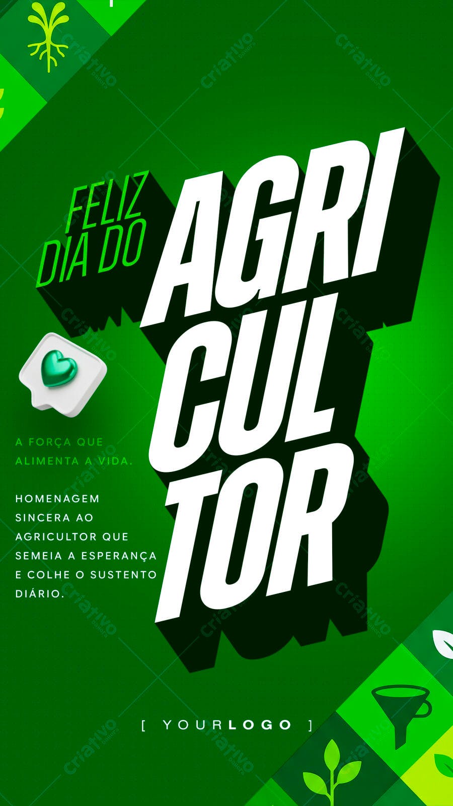Story Dia do Agricultor Agosto Agronegócio PSD Editável