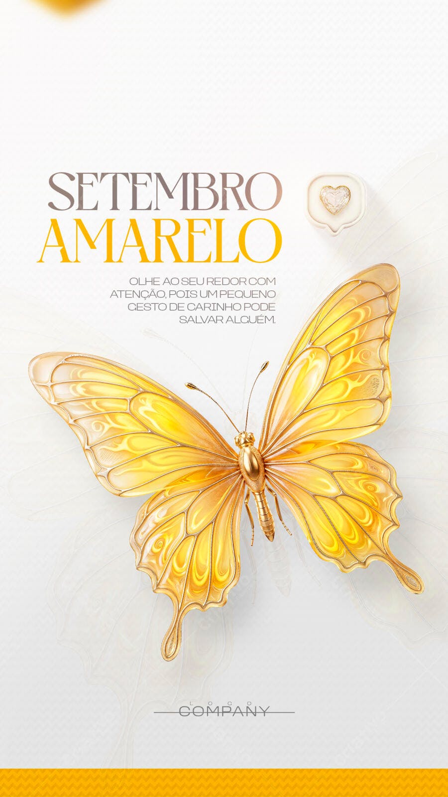 Story Instagram Setembro Amarelo Borboleta PSD Editável