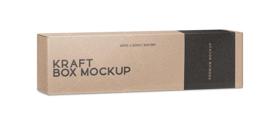 Mockup Caixa Retangular Kraft Fundo Branco Editável