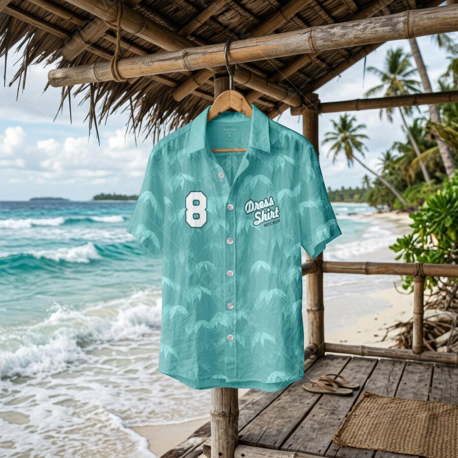 Mockup Camisa Havaiana Masculina Praia Verão Editável