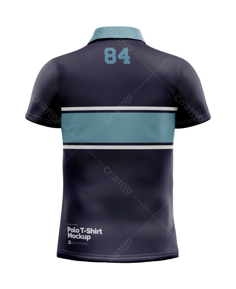 Mockup Camiseta Polo Masculina Costas Fundo Branco Editável
