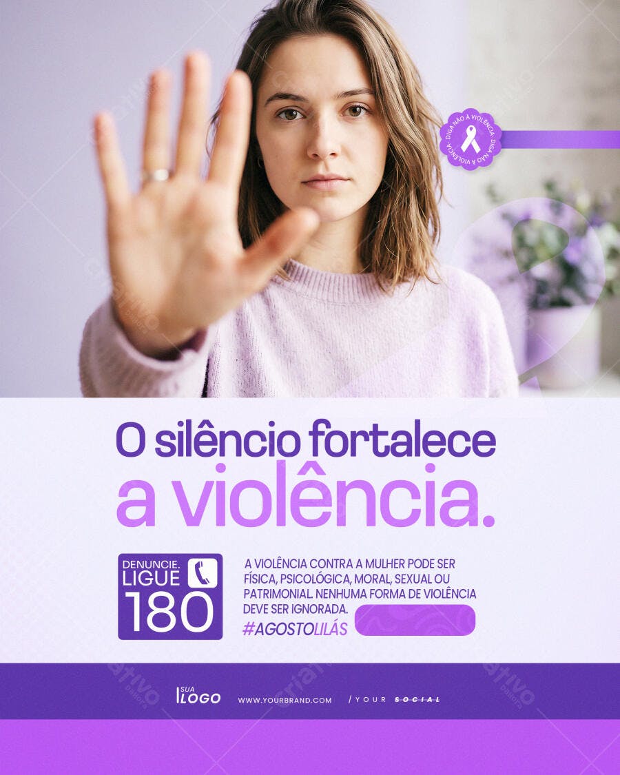Post Instagram Agosto Lilás Conscientização PSD Editável