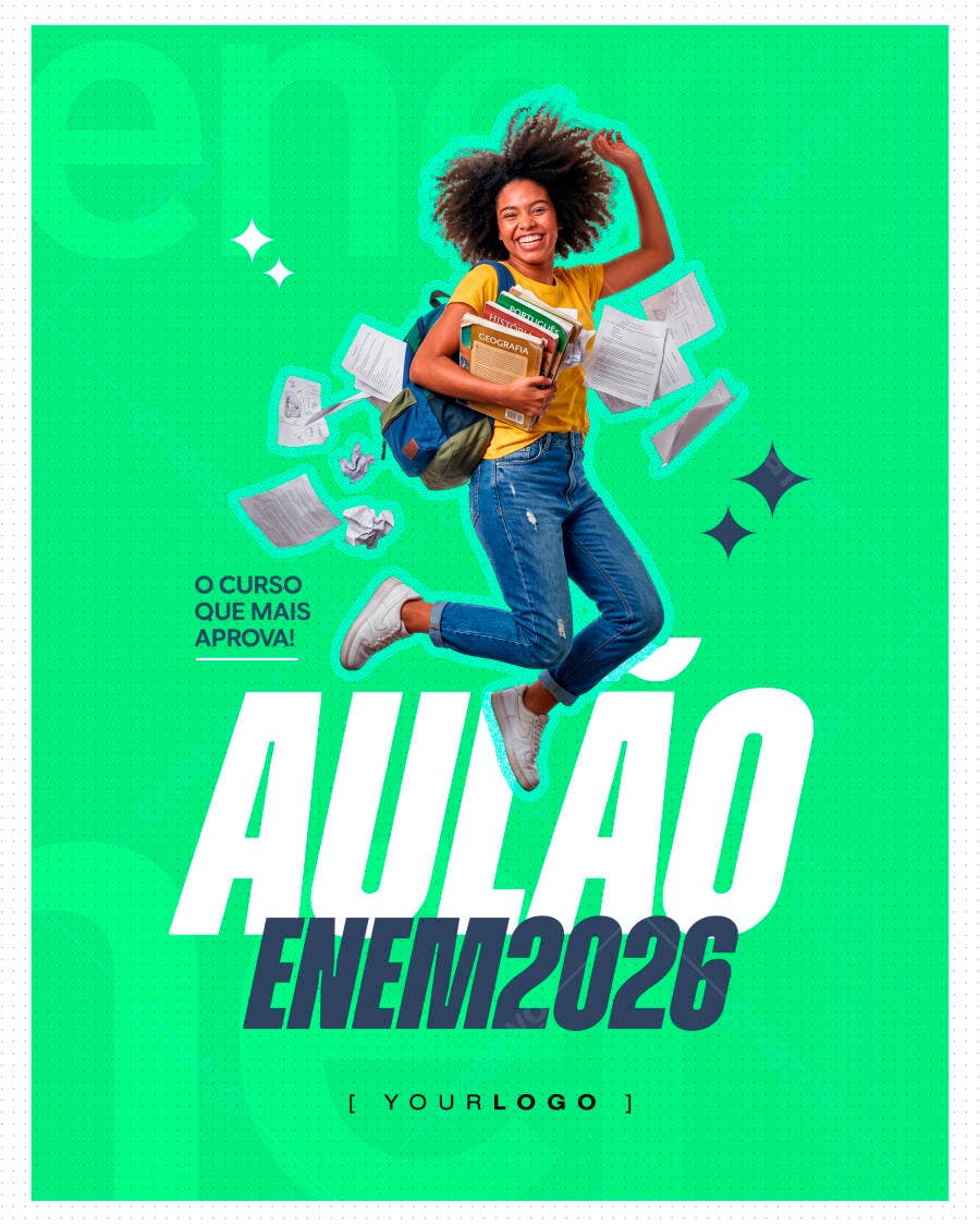 Post Instagram Aulão ENEM 2026 Curso Preparatório PSD Editável