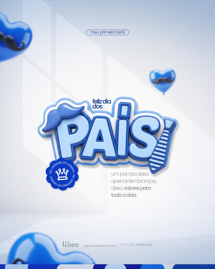 Post Instagram Dia dos Pais Agosto PSD Editável