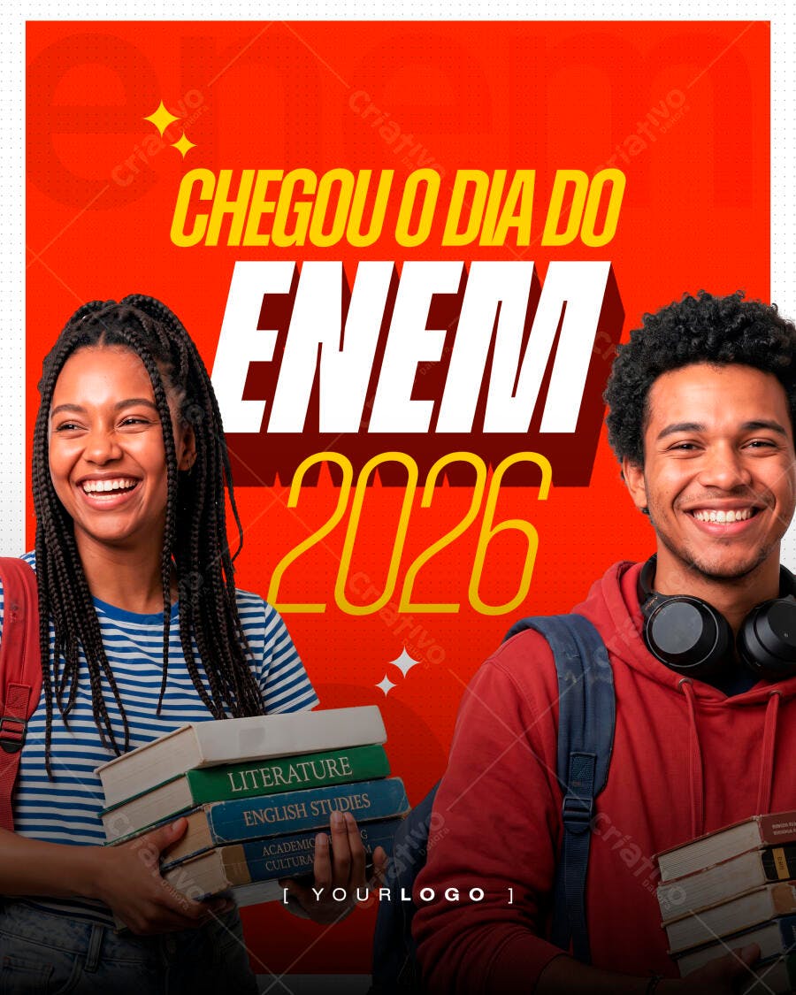 Post Instagram ENEM 2026 Cursos Preparatórios PSD Editável