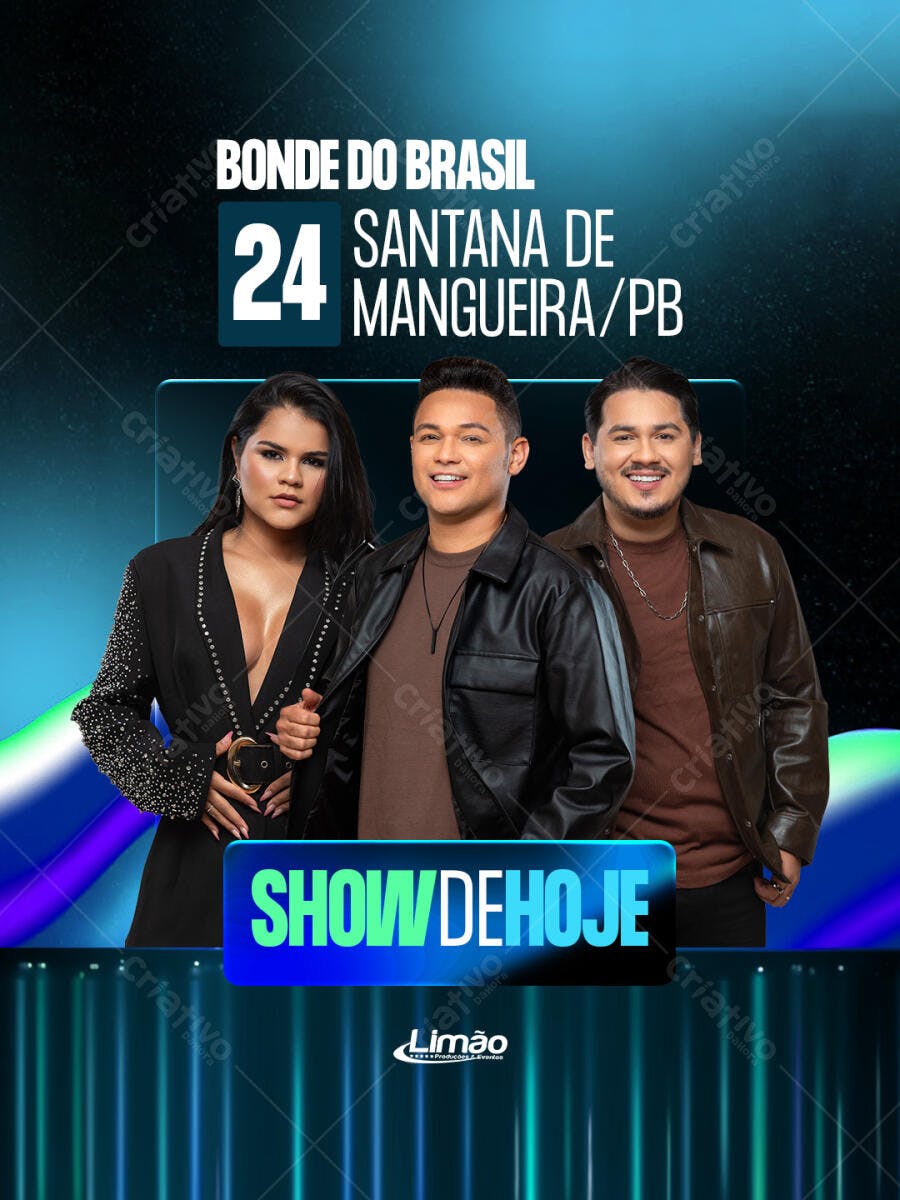 Post Instagram Show Musical Bonde do Brasil PSD Editável