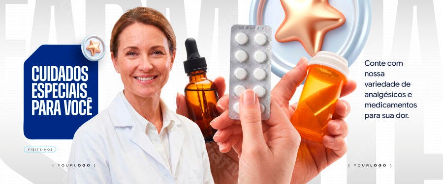 Banner Farmácia Cuidados Especiais PSD Editável